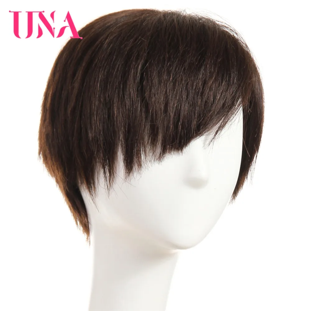 UNA Human Hair Wigs Half Hand-Tied Wigs Non-Remy Human Hair Malaysian Straight Human Hair Wigs Short Human Hair Wigs