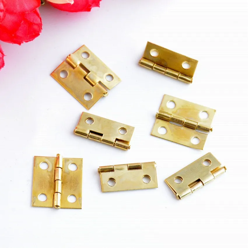 Free Shipping 25pcs Gold Tone Hardware 4 Holes DIY Box Butt Door Hinges