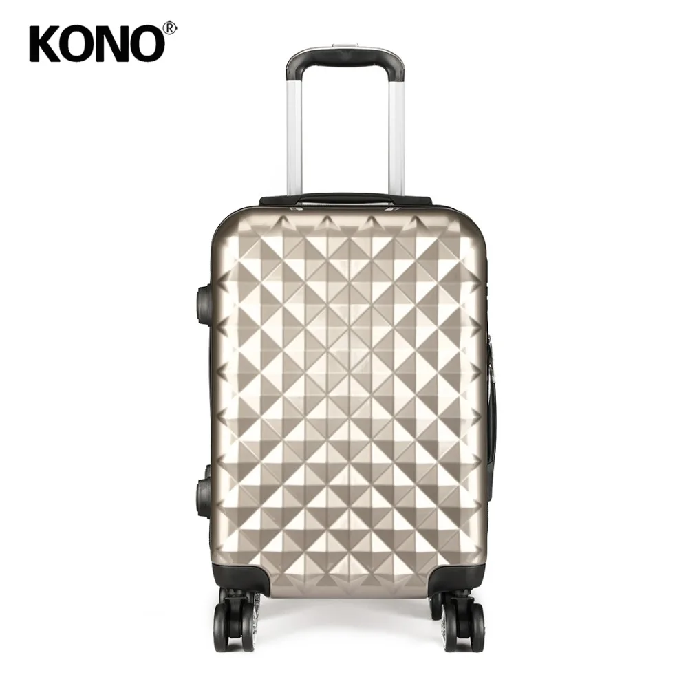 

KONO Hardside Spinner Suitcase Luggage Carry-on Trolley Case Travel Bag 4 Wheels PC + ABS Lightweight Gold Diamond 20" YD1992