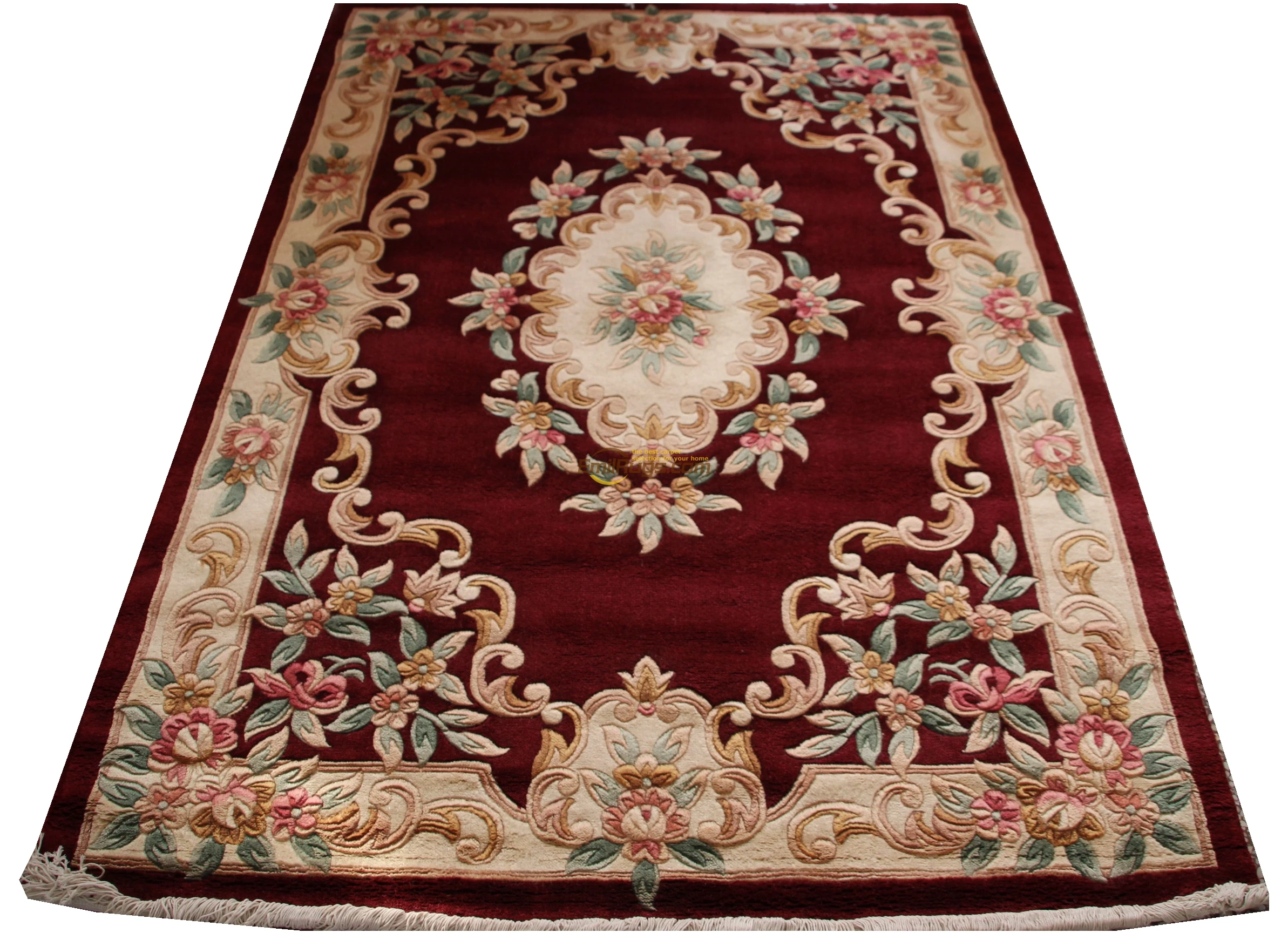 Vintage Hand Made Savonnerie Pattern Wool Rug Carpet Classic Knitting