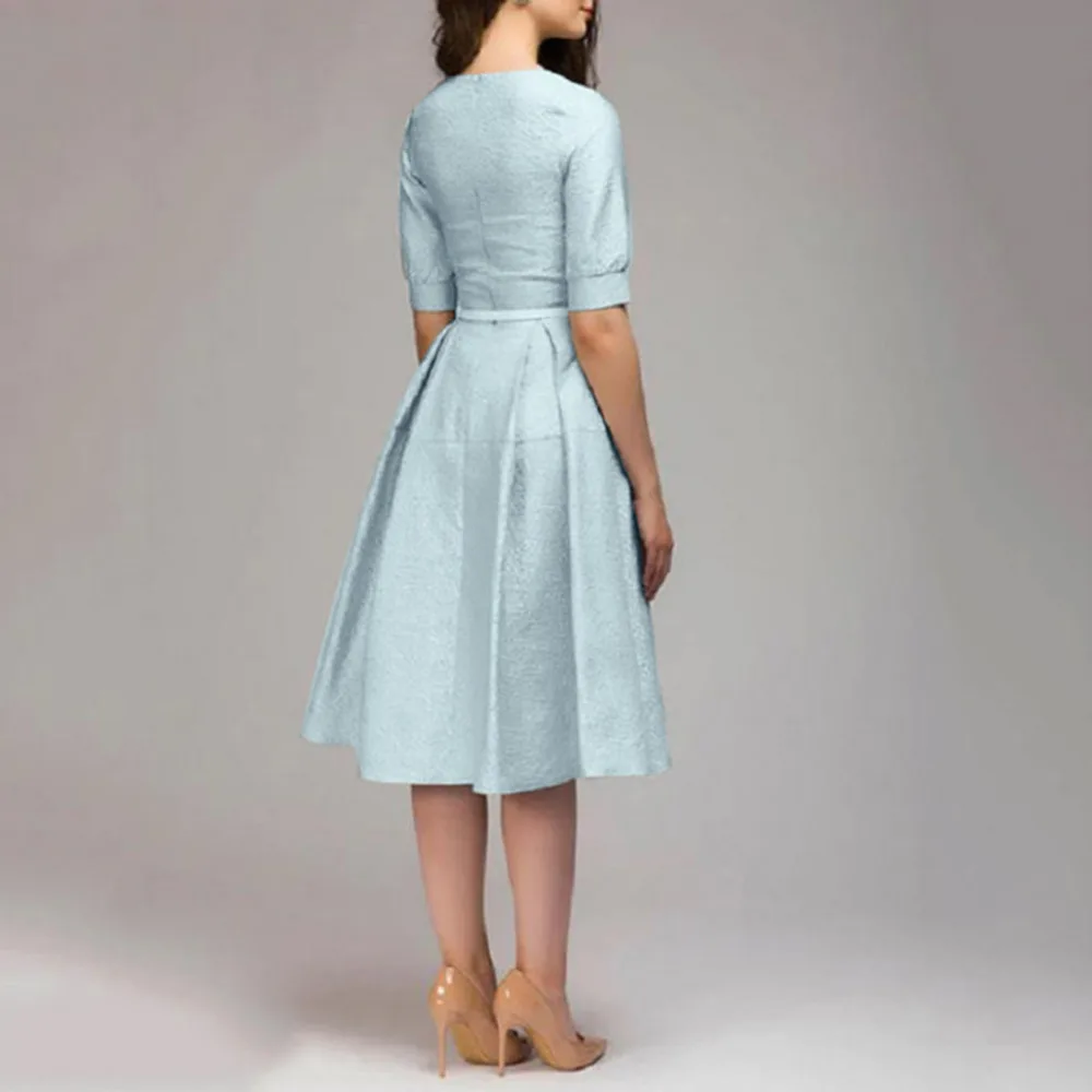 2019 summer ladies print A-shaped elegant ruffle beach dress long short-sleeved knee-length vintage  beach dress cotton 40J3 (7)