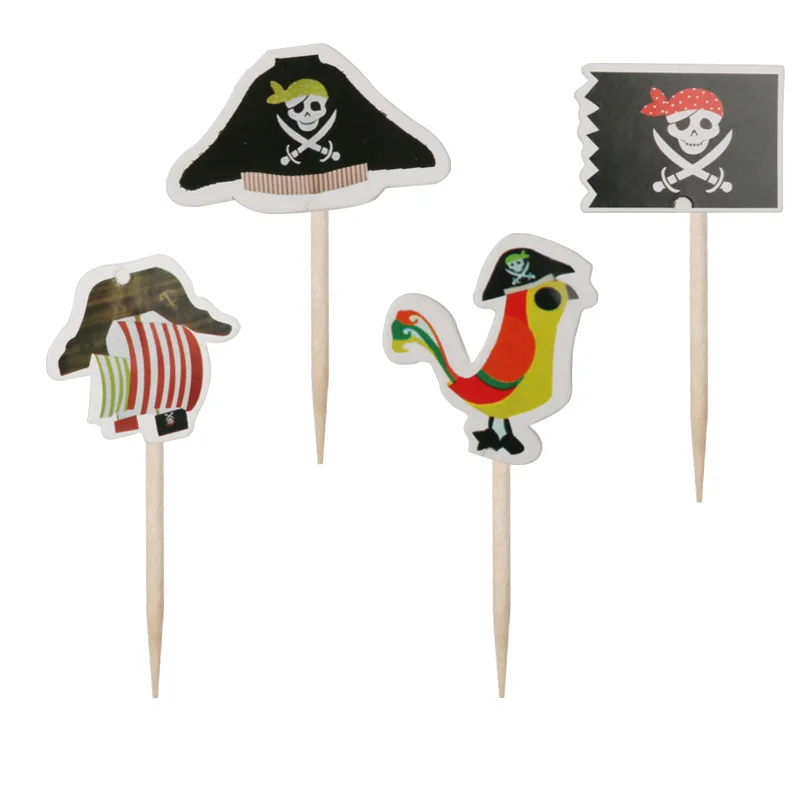 24 шт мультфильм Минни Микки Единорог кекс Decorations День Рождения украшения детский душ вечерние инструменты для украшения торта - Цвет: pirate