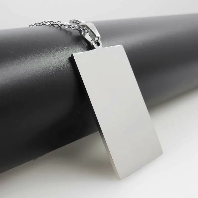 

6sizes High Polished Blank 316L Stainless Steel Square Dogtags Necklace Pendant DIY Personal Logo Jewelry