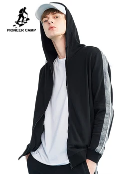 

Pioneer camp new jacket coat men brand clothing patchwork hooded jacket for men zipper soft quality jacket male AJK802197