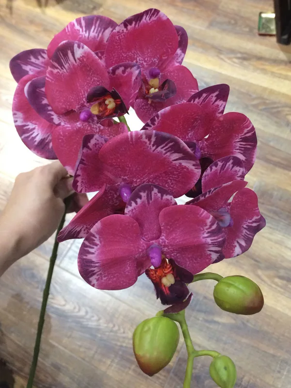 Nueva llegada 3D 90 cm flor artificial Phalaenopsis revestimiento de látex Flor de seda real touch orquídea multicolor boda