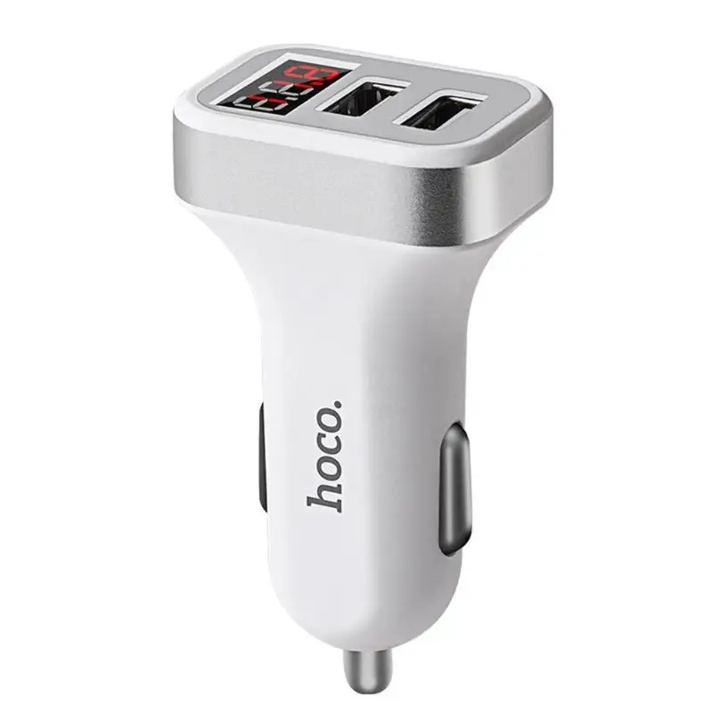 HOCO Z3 2 порта USB Универсальное автомобильное зарядное устройство светодиодный цифровой дисплей двойной USB Мобильный телефон 2.1A Быстрая Зарядка адаптер для телефона - Тип штекера: Универсальный