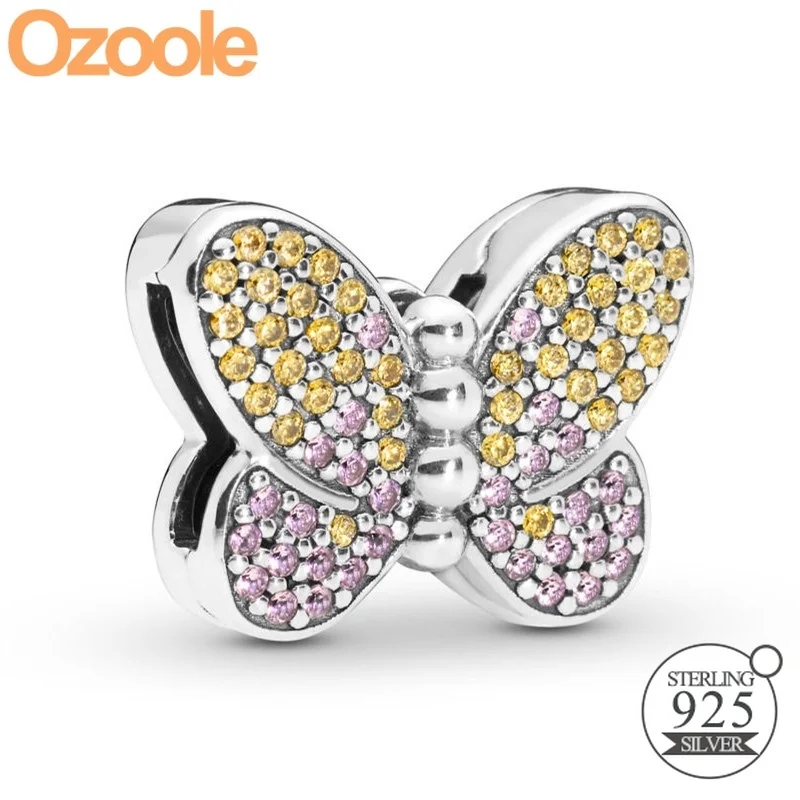 

2019 New Authentic 925 Sterling Silver Reflexions Bedazzling Butterfly Clip Charms Beads Fit European Original Bracelets Jewelry