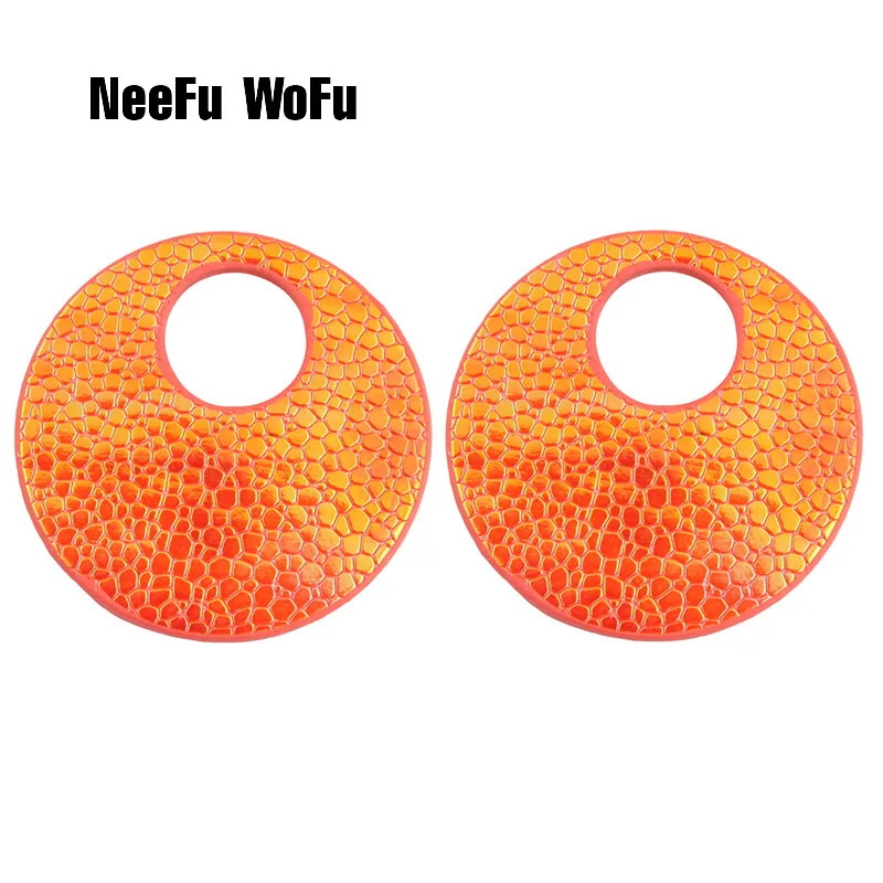 NeeFu WoFu Flash кожа большие серьги для женщин круглые серьги большой Brincos Oorbellen Леопардовый - Окраска металла: orange