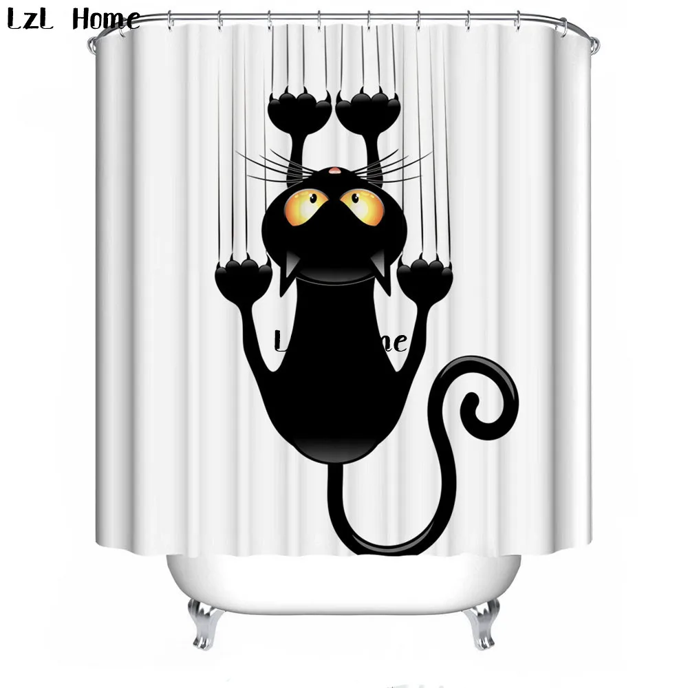 LzL домашний разный размер милый кот занавеска для душа полиэстер водонепроницаемый Moldproof занавеска для ванной комнаты с 12 крючками домашний декор для ванной комнаты