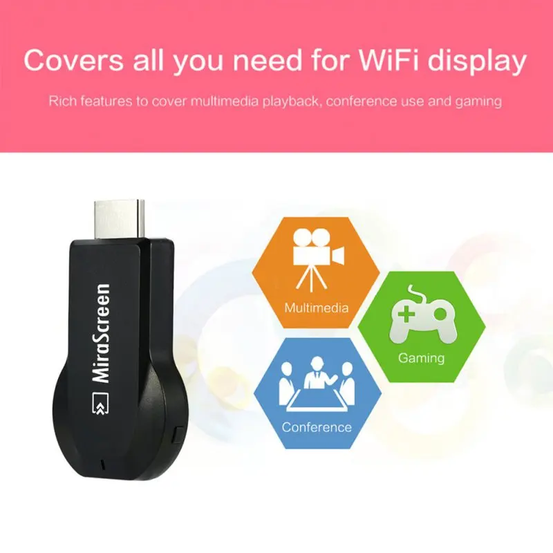 128MB HDMI TV Stick Dongle Mirascreen Wi-Fi Display Receiver DLNA Airplay Miracast Airmirroring Chromecast for Windows 10 OS