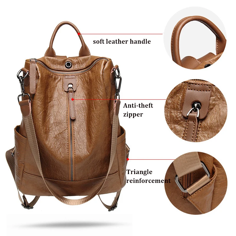Женский рюкзак mochila feminina, повседневный многофункциональный женский кожаный рюкзак, женская сумка через плечо, сумка для путешествий