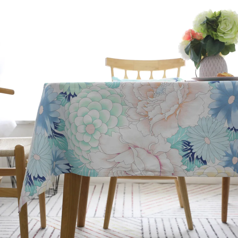 Colorful Floral Лето Горячая печатная большая красочная цветочная прямоугольная Бытовая льняная хлопковая скатерть Кафе Декор пасторальный стол с квадратной крышкой - Цвет: Colorful Floral