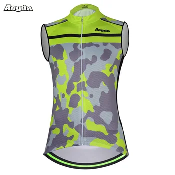 

Aogda Quick Dry Sleeveless Bike Cycling Jersey Men Summer Pro Green Mountain Bicycle Clothing cycling Gilet Maillot Ciclismo