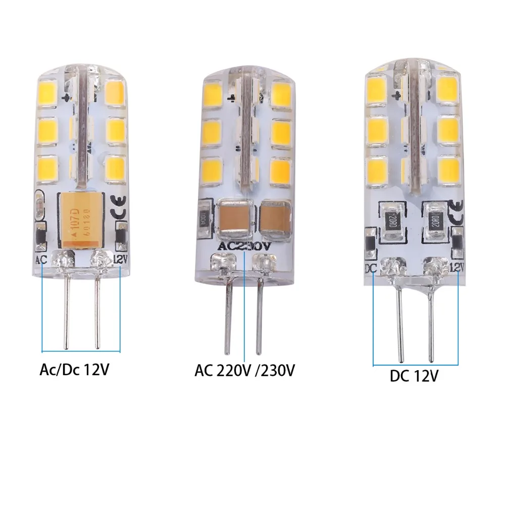 Joneaz 10X светодиодный светильник G4 кукурузная лампа 2 Вт силиконовый корпус лампы светильник s Ac Dc 12 вольт 110 В 220 В 2835 24 светодиода для люстры хрустальная лампа