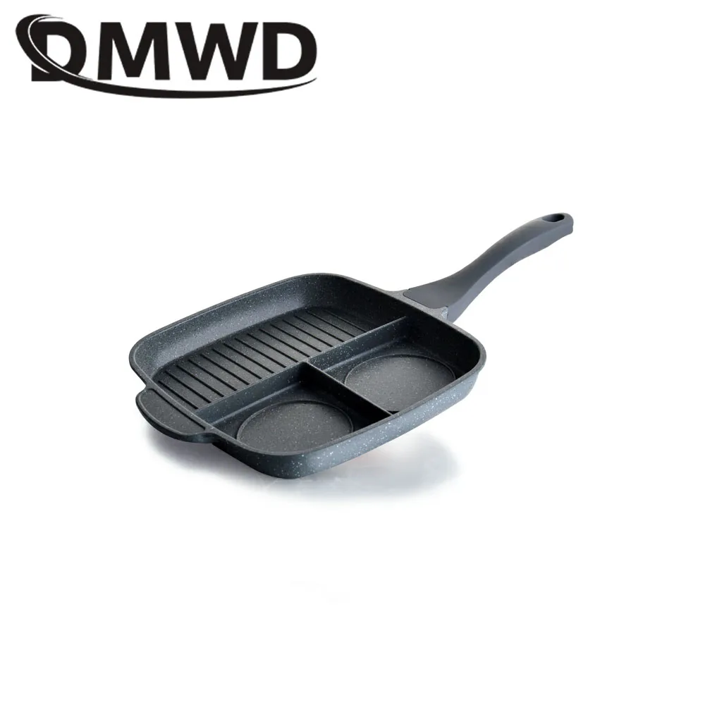 

DMWD Multifuncation Non-Stick 3 in 1 Frying Pan Grill Fry Oven Meal Skillet BBQ Barbecue Plates fryer Eggs steak breakfast pan