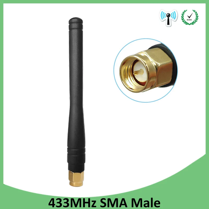 

5pcs 433MHz antenna 3dbi SMA Male Connector 433 mhz antena rubber waterproof for wireless watermeter Gasmeter Lorawan Emeter