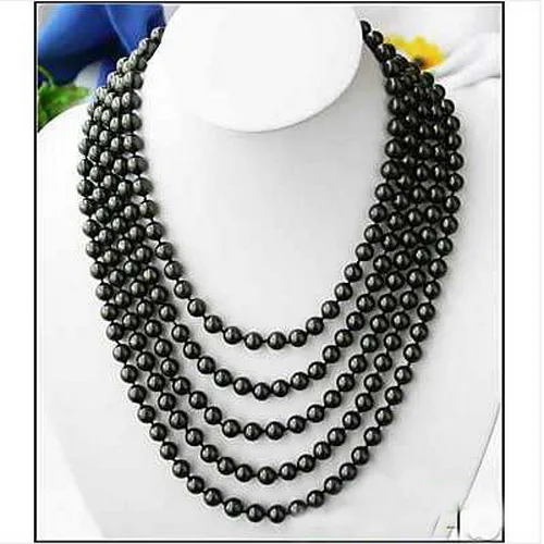 

New Arriver 100inches Long 7-8mm Black Color Freshwater Pearl Necklace,Perfect Women Chirstmas Gift Pearl Jewellery