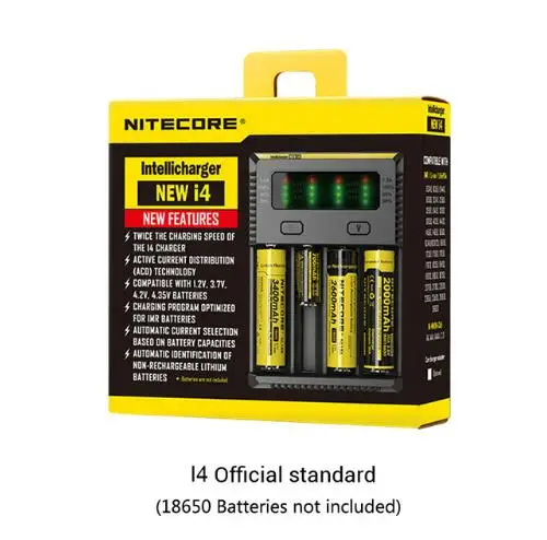 NITECORE Новое i4 Intelli зарядное устройство Li-Ion Ni-MH умное зарядное устройство 4 слота 18650 Li-ion/IMR/LiFePO4/Ni-MH(NiCd) зарядное устройство - Цвет: Official standard