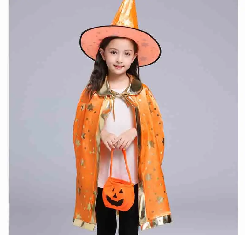 Child Halloween Witch Wizard Cosplay For Girls Boys Cloak With Pointed Hat Costume Festival Parade Carnival Party Outfit For Kid Child Halloween Witch Wizard Cosplay For Girls Boys Cloak With Pointed Hat Costume Festival Parade Carnival Party Outfit For Kid