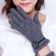 Realby Экран Прихватки для мангала Для женщин зима кролик запястья теплая для Для женщин розы украшения Guantes Mujer Ганц Femme варежки Luvas de Inverno