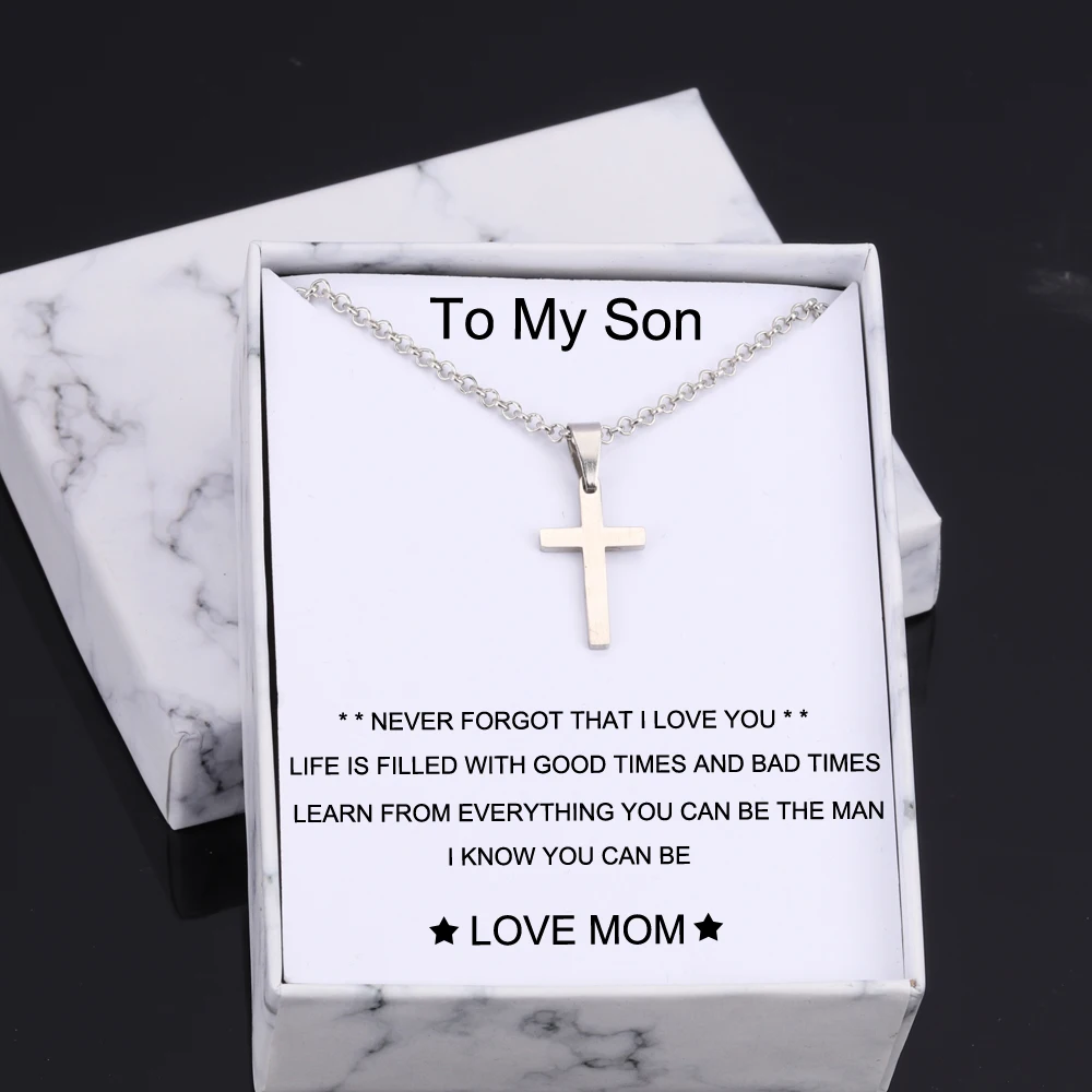 Модные украшения для детей, чтобы мой сын никогда не забывал, что я люблю вас ожерелье крест кулон ожерелье подарок на день рождения