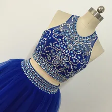 Платья с лямкой на шее для выпускного вечера, расшитые бисером королевские синие платья для выпускного вечера, вечерние платья длиной до колен