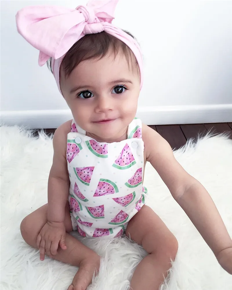 17 Ete Bebe Fille Combinaison Fruit Mignon Pasteque Hauts Barboteuse Avec Bandeau 2 Pieces Costume Nouveau Ne Bebe Fille Vetements Aliexpress