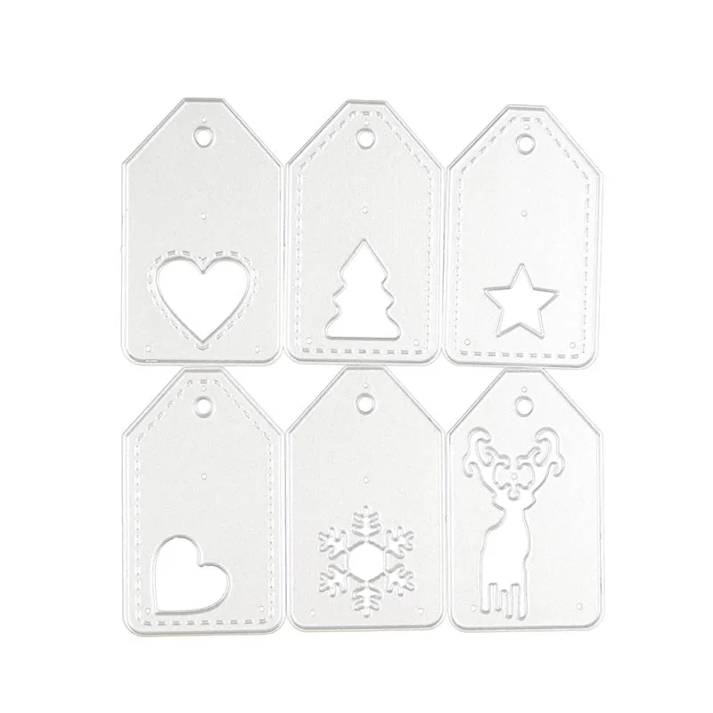 

6pcs Christmas tag Metal Cutting Dies for Scrapbooking Photo Album Craft Die cuts Card making diy Paper Embossing