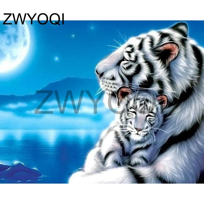 Tiger Family Full Drill 5D Diamond Embroidery Painting Cross Stitch Kit #T