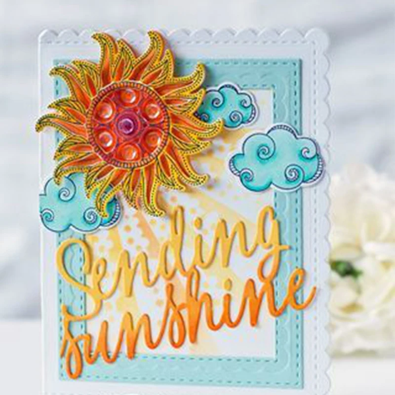 

8 шт./компл. огненные металлические трафареты с изображением солнца облака трафареты для «сделай сам» Скрапбукинг декоративное тиснение ручная работа штамповочный шаблон