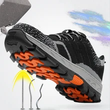 Открытый Для Мужчин's Обувь с дышащей сеткой Сталь носок Кепки Рабочая безопасная обувь анти-Убойные анти-скольжения Сталь проколов безопасная обувь Для женщин