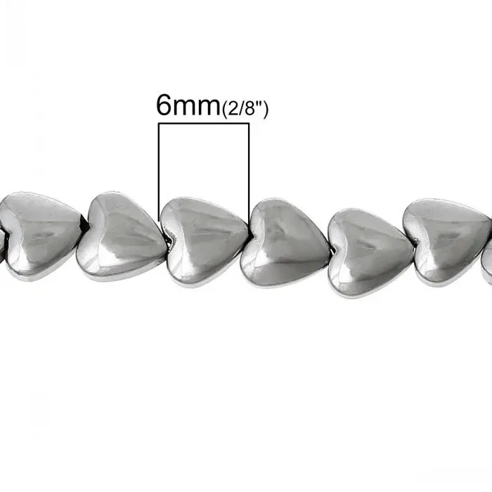 DoreenBeads خلق الطبيعي الهيماتيت الخرز القلب الفضة لهجة حوالي 6.0 ملليمتر x 6.0 ملليمتر ، ثقب حول: 1.0 ملليمتر ، 39.5 سنتيمتر ، 1 ستراند (تقريبا 71 قطع)
