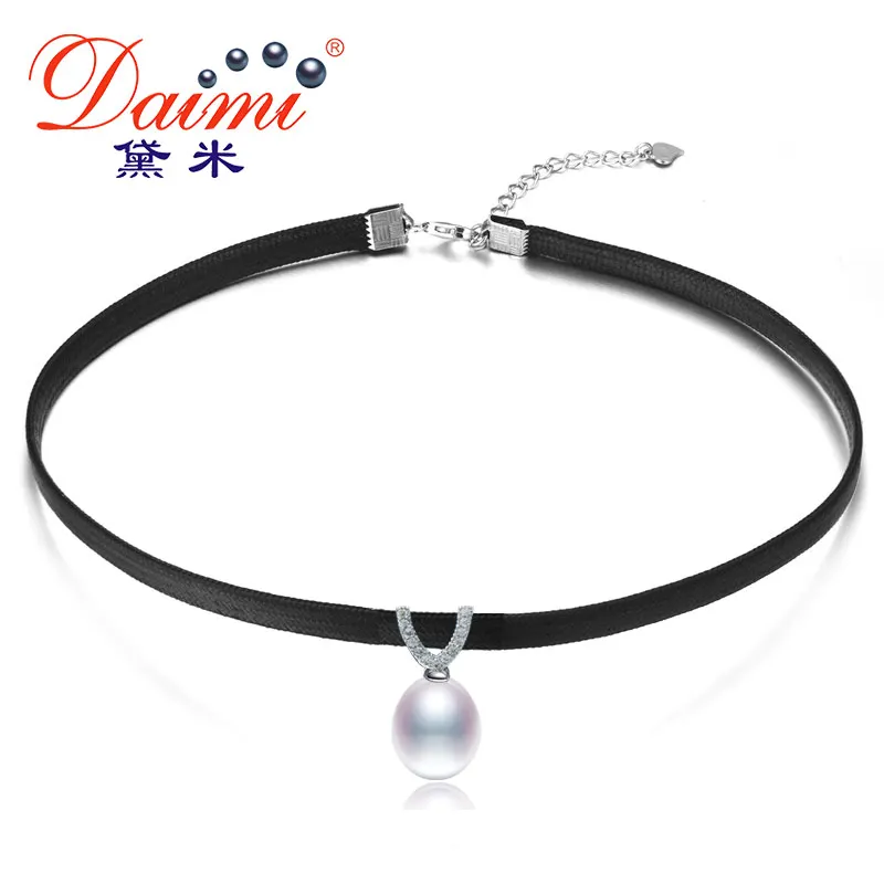 

DAIMI Leather Pendant Necklace 8-9mm Tear Drop / 13-14mm Coin Pearl Freshwater Pearl Necklace Trendy Necklace