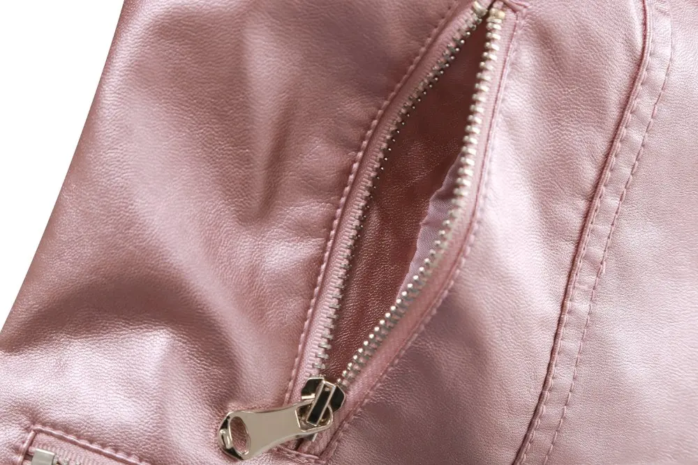 Весна осень зима Женская куртка из искусственной мягкой кожи с длинным рукавом розовая байкерская куртка на молнии мотоциклетная куртка из искусственной кожи Красная горячая распродажа