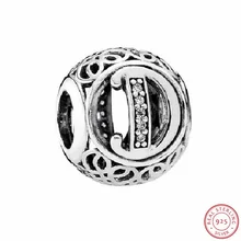 Стильный серебряный 925 Capital D бусины в винтажном стиле шрифт ясно CZ DIY Fit PANDORA Подвески для женщин ювелирных изделий LE015-D