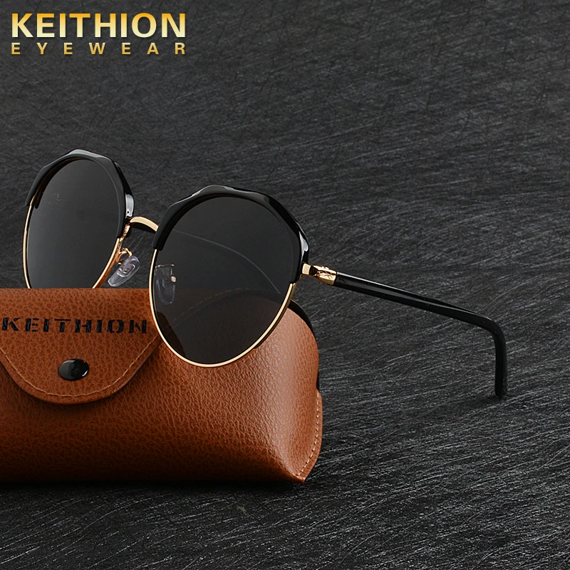 HEITHION New Fashion Candy Vintage Round Mirror Sunglasses Women Luxury Brand Original Design Black Sun Glasses Female Oculos