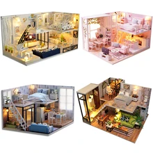 DIY Кукольный дом мебель миниатюрный кукольный дом пылезащитный чехол деревянный кукольный домик светильник для кукол игрушки ручной работы для детей# E