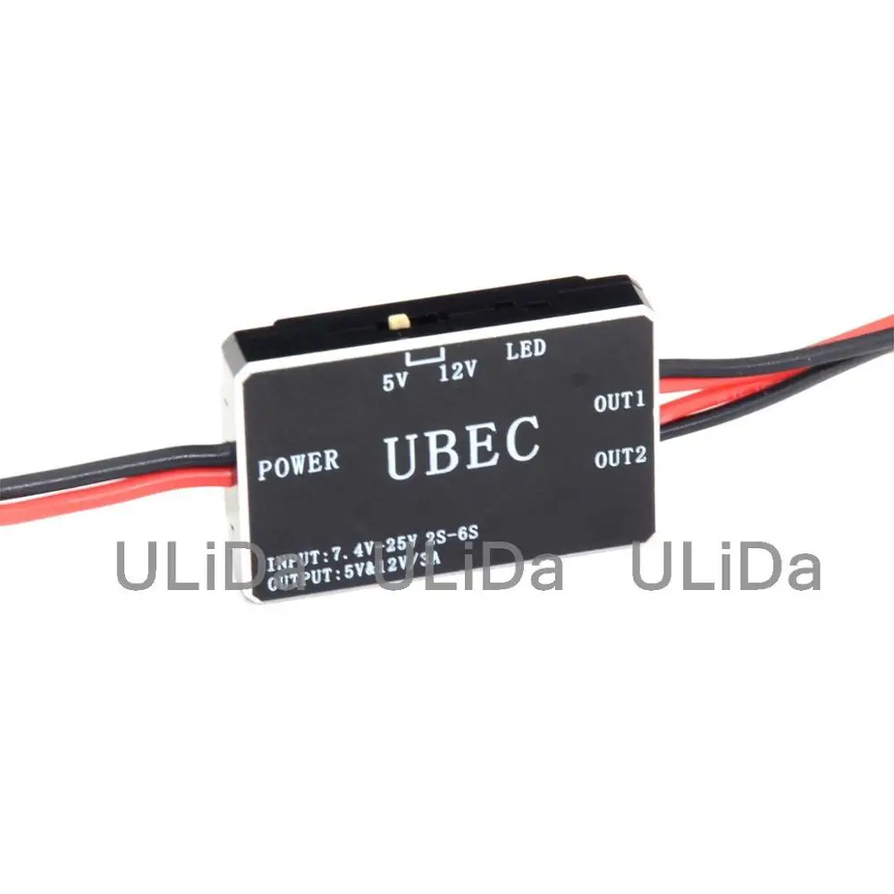 Высокое качество 5 V/12 V 3A UBEC Поддержка 2-6 S/3-6 S Lipo батарея полностью экранированный стабилизатор напряжения против помех - Цвет: 2in1 5v-12v