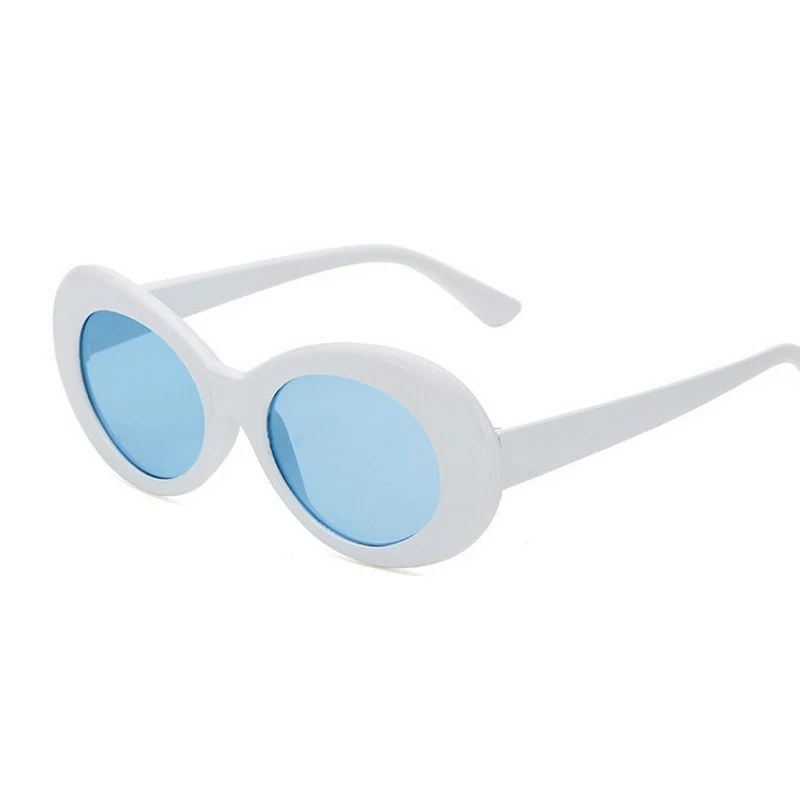 Haptron Курт кобаи стиль овальные UV400 Солнцезащитные очки женские винтажные Ретро круглая оправа белые мужские солнцезащитные очки красные хип-хоп прозрачные очки - Цвет линз: c3 blue