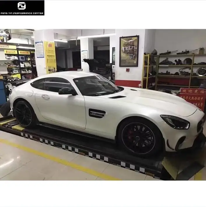 AMG GT GTS карбоновое волокно передний бампер для губ задний диффузор боковые юбки задние крылья спойлера для Mercedes Benz AMG GT GTS 15-16 - Цвет: SIDE SKIRTS