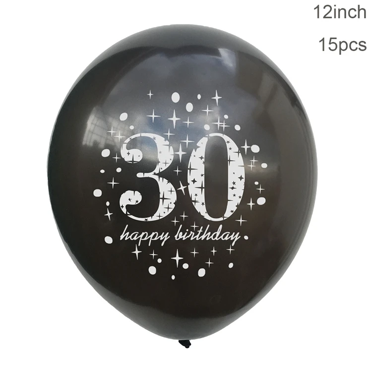 Doriwoo 30 день рождения воздушные шары сердце с днем рождения баннер 30 лет вечерние украшения для мужчин и женщин принадлежности для фото стенд реквизит рамка - Цвет: 30th Black 15pcs