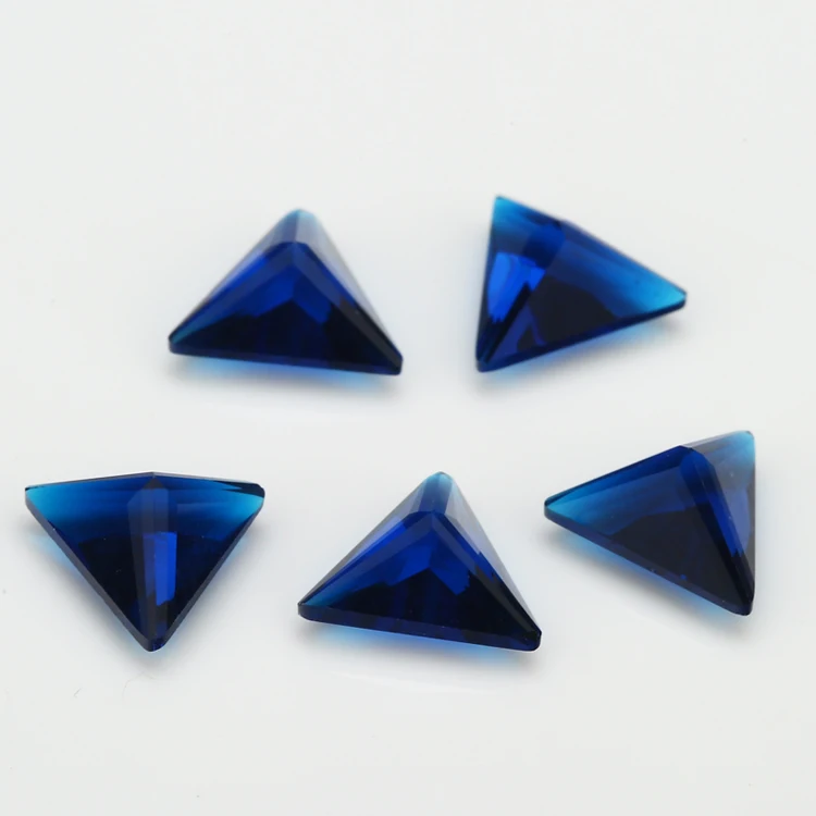 100pcs 3x3~10x10mm Triangle Shape Loose Stone Dark Blue Color Glass Synthetic Gems For Jewelry DIY Stone