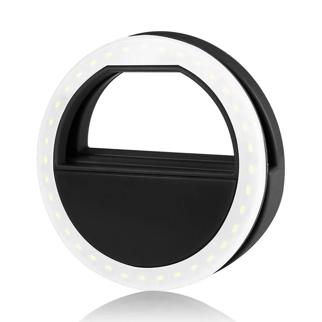 Светодиодный светильник-вспышка для фотосъемки, держатель для телефона, светящаяся лампа для IPhone X 5 6 6S 7 8 Plus LG samsung Xiaomi, подставка для сотового телефона - Цвет: Черный
