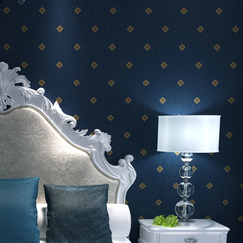Navy Blue Wallpaper gold glitter non woven wall decor ...