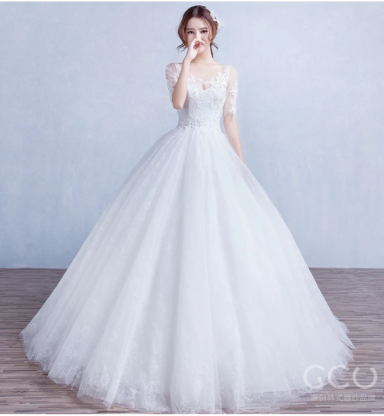 Robe De Mariage 2019 плюс размеры роскошные свадебное платье Scoop тюль бальное Половина рукава Свадебное