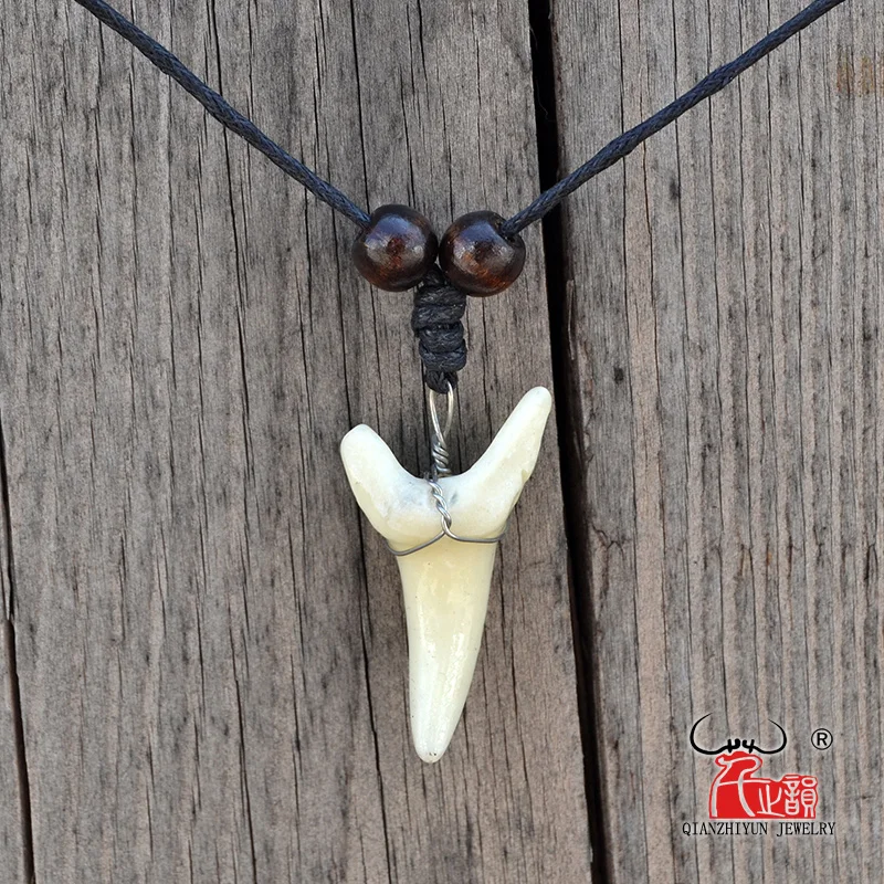 1PC Hawaii Surfer Jewelry Handmade Imitation shark teeth Pendant New Zealand Maori Tribal bone Choker WoMen's Men's Necklace