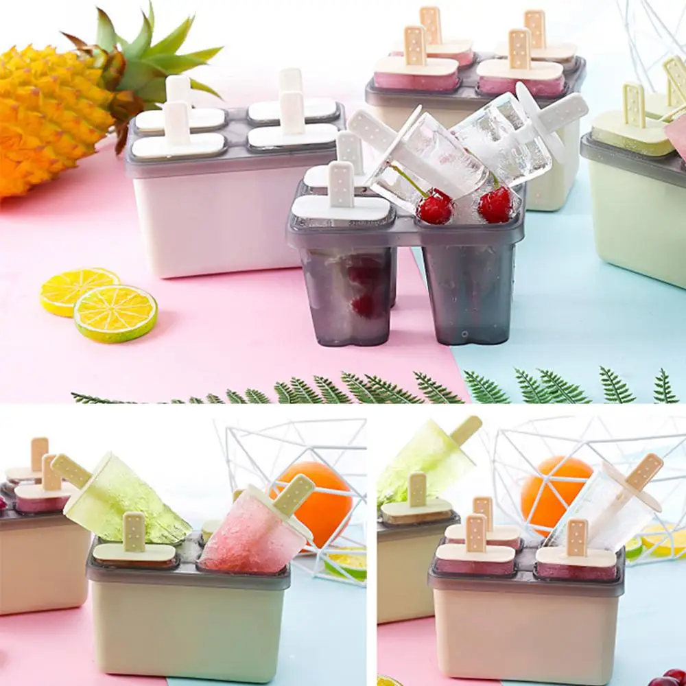 DIY Форма для изготовления мороженого креативная форма для изготовления Мороженого Мороженое коробка домашние Формочки Для Мороженного «фруктовый лед» четыре сетки
