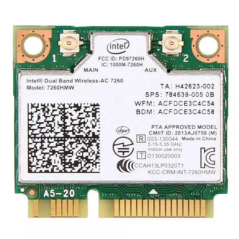 

Dual Band Wireless Wifi Card For Intel AC7260 7260HMW ac Mini PCI-E 2.4G/5Ghz Wlan Bluetooth 4.0 Wifi Card 802.11 ac/a/b/g/n