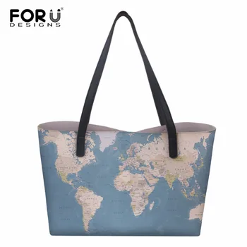 

FORUDESIGNS Popular Women Handbags Ladies PU Leather houlder Bags World Map Shoulder bag Ladies Bag Women bags with small purse