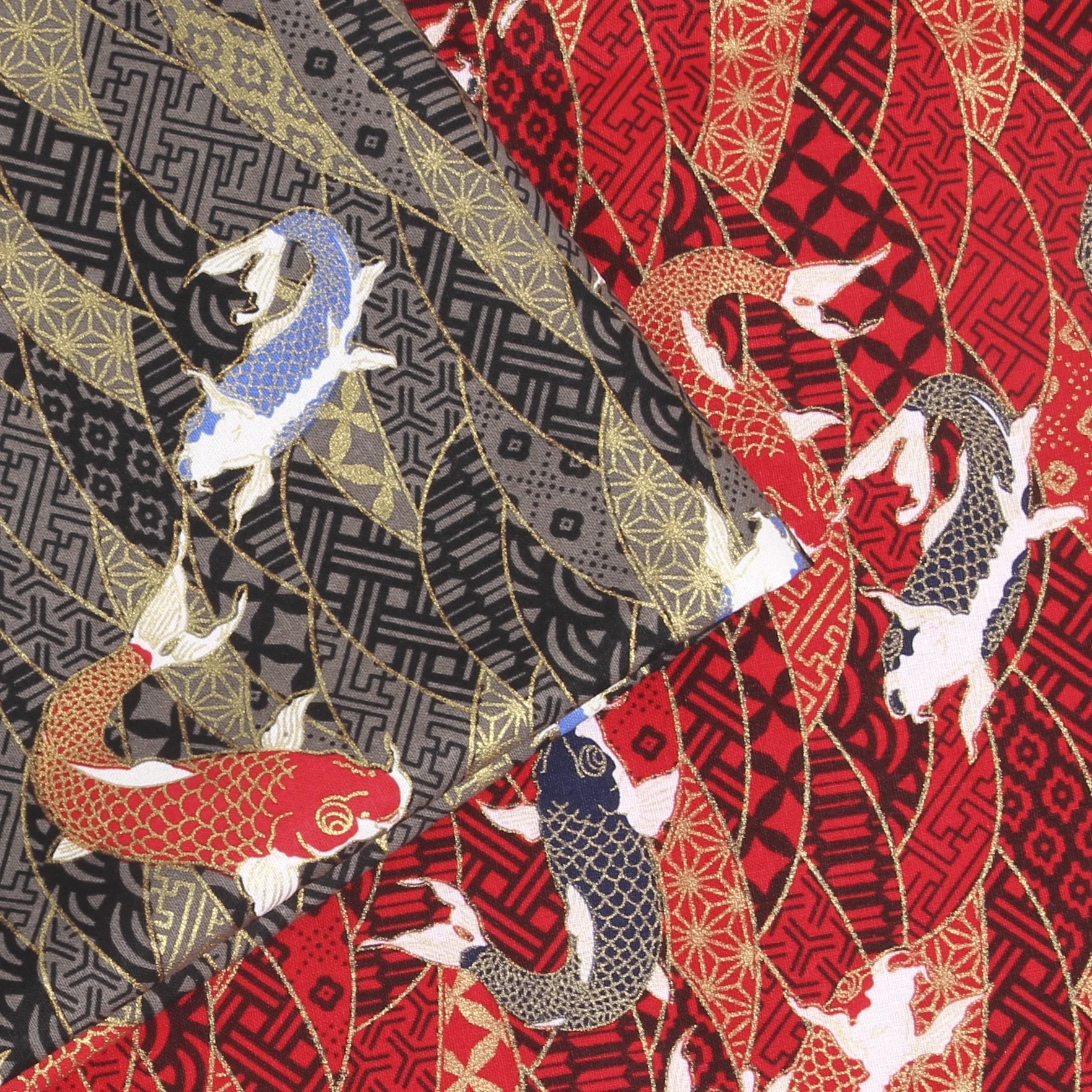 European Style Koi Fish Print Cotton Jacquard Patchwork Fabric Sewing